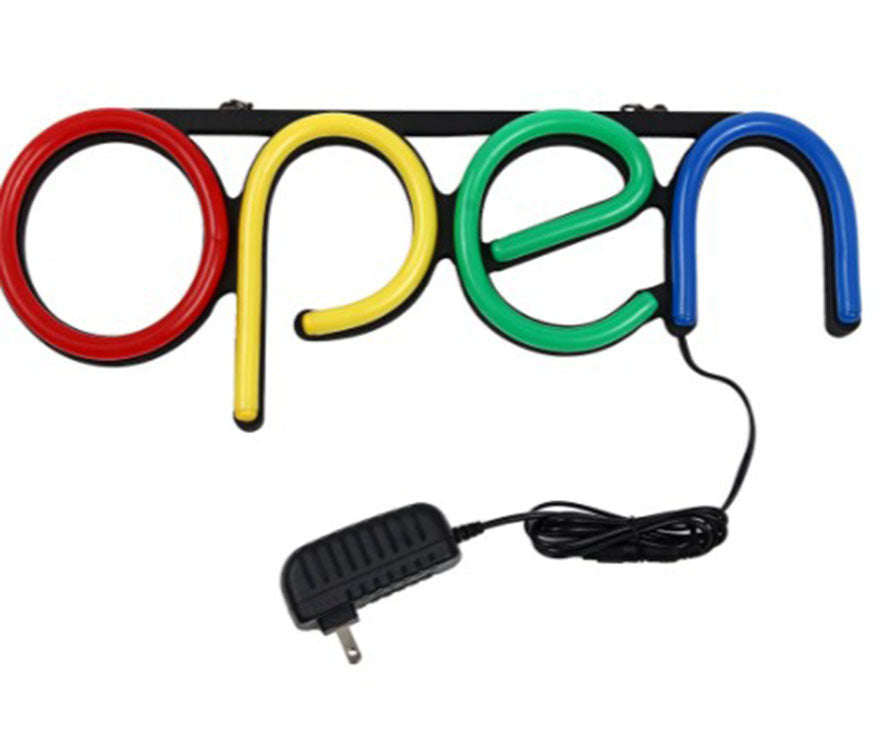 "OPEN" word neon sign