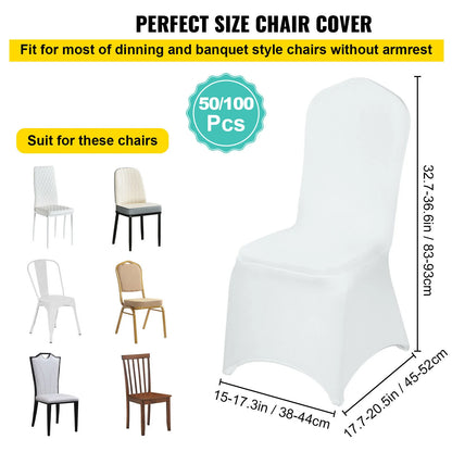 White Chair Covers - 12/30/50/100Pcs