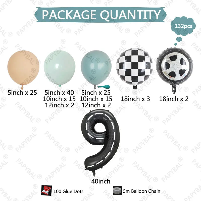 Race Car Birthday - Balloon Kit - 130+ Peices