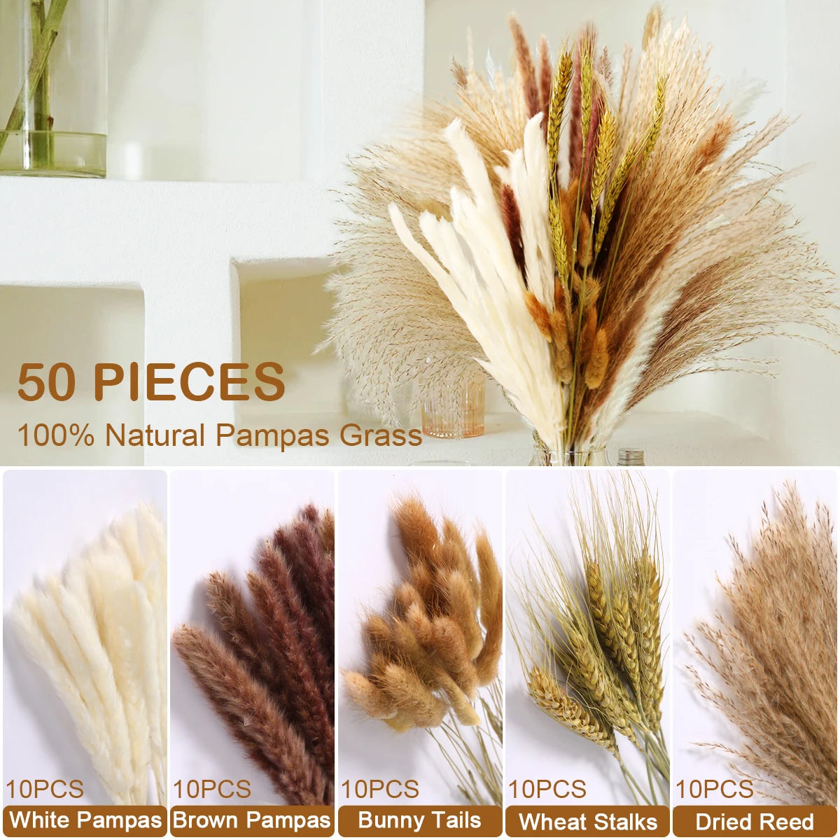 Natural Dried Reeds and Pampas Grass